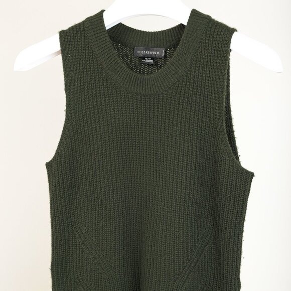 Holt Renfrew Green Cashmere Side-Zipper Sweater Vest - Picture 3 of 9